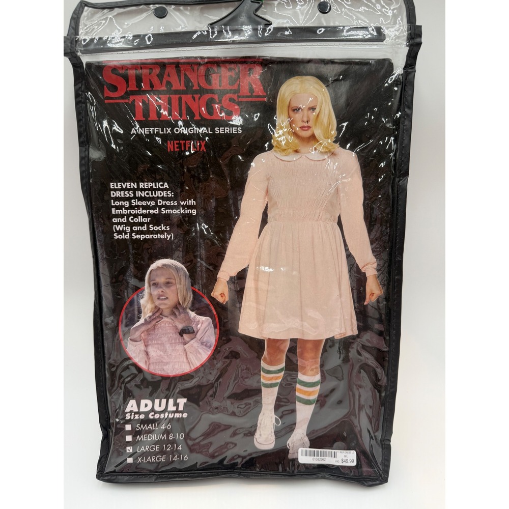 Stranger Things Eleven Replica Costume Dress Pink Smocked Adult Large Spirit